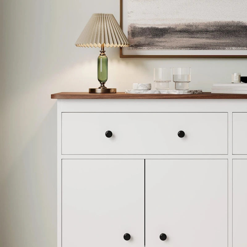 Modern Storage Sideboard Buffet Cabinet with 2 Drawers and 4 Doors for Living Room,Dining room,Kitchen,Coffee Bar, In White