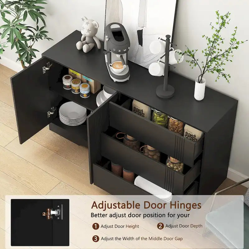 Sideboard Buffet Cabinet with Storage,Modern Kitchen Buffet Storage Cabinet with Drawer and Doors,Black