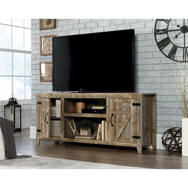 Farmhouse Entertainment Credenza TV Stand with Storage Doors and Adjustable Shelves for Living Room, Up to 70" TV
