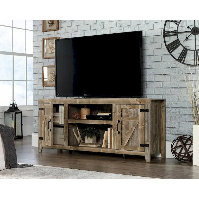 Farmhouse Entertainment Credenza TV Stand with Storage Doors and Adjustable Shelves for Living Room, Up to 70" TV