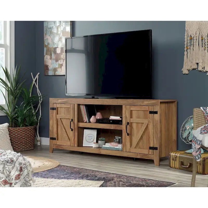 Farmhouse Entertainment Credenza TV Stand with Storage Doors and Adjustable Shelves for Living Room, Up to 70" TV