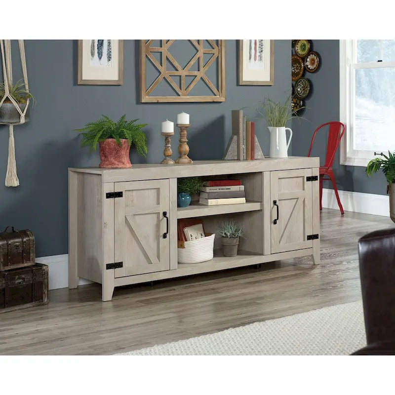Farmhouse Entertainment Credenza TV Stand with Storage Doors and Adjustable Shelves for Living Room, Up to 70" TV