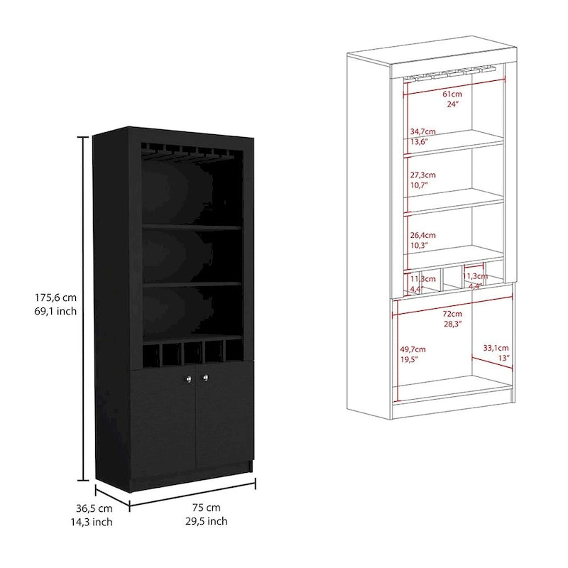 Bar Cabinet for Kitchen, Dining Room,Living Room, Black