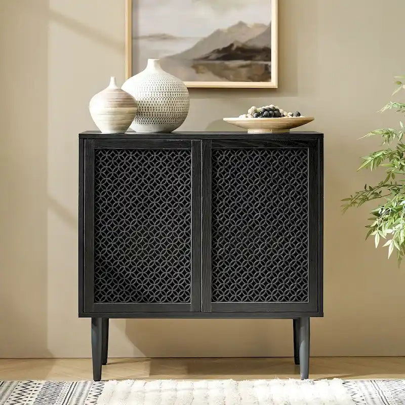 Modern 32" Tall 2-Door Accent Cabinet with Light