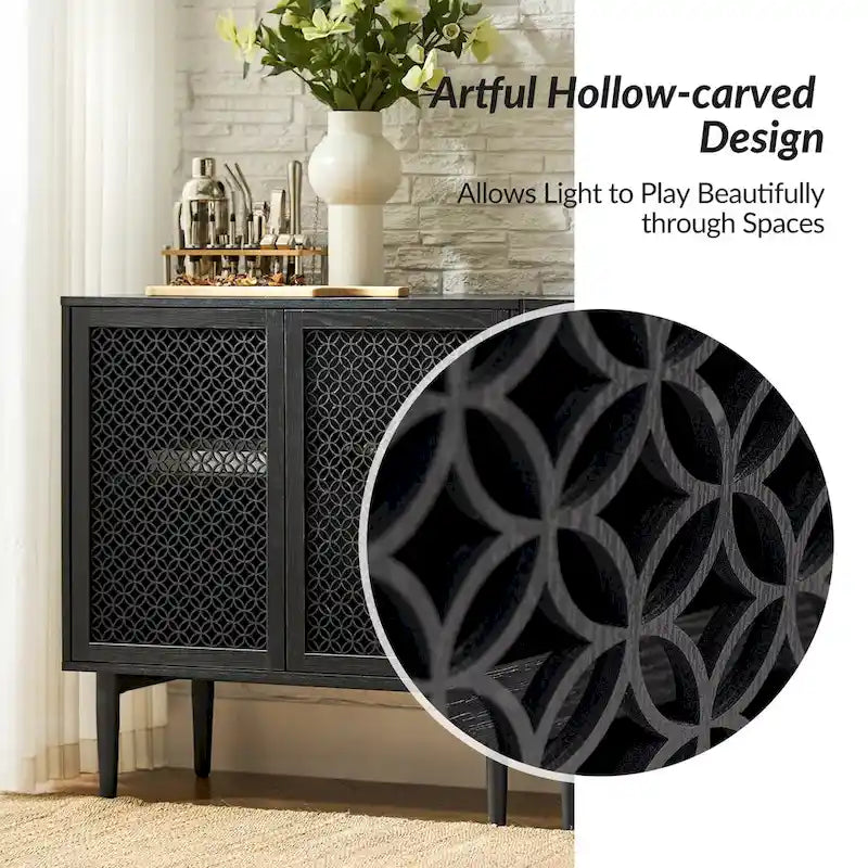 Modern 32" Tall 2-Door Accent Cabinet with Light