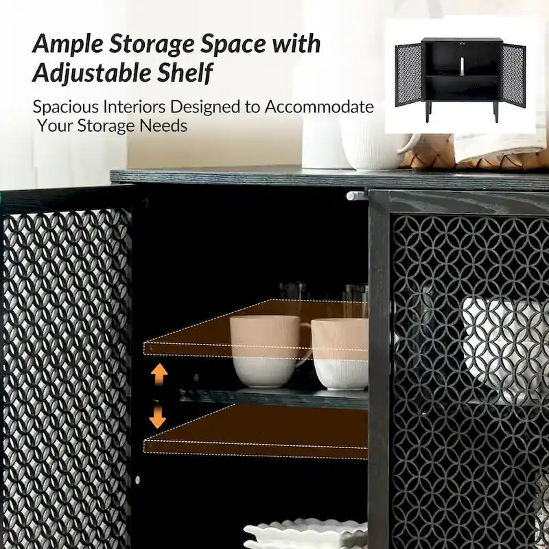 Modern 32" Tall 2-Door Accent Cabinet with Light