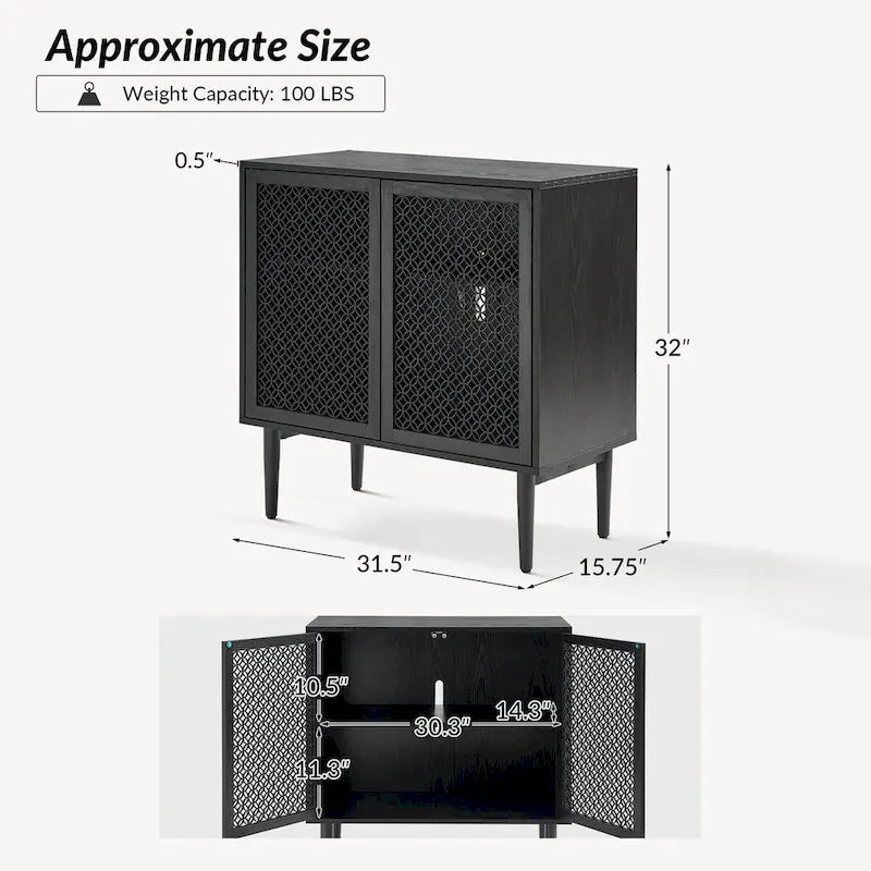 Modern 32" Tall 2-Door Accent Cabinet with Light