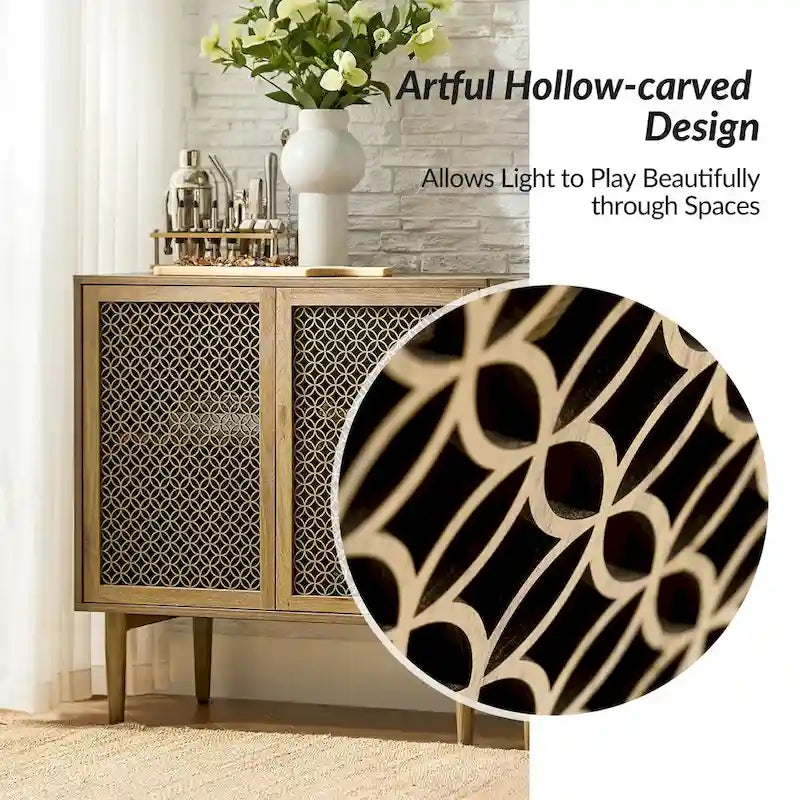 Modern 32" Tall 2-Door Accent Cabinet with Light