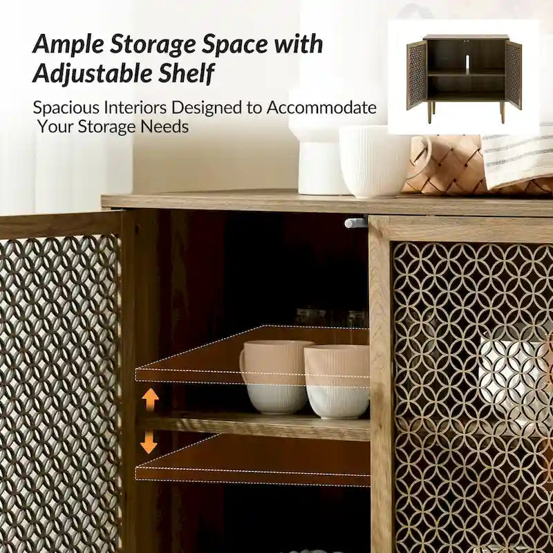 Modern 32" Tall 2-Door Accent Cabinet with Light