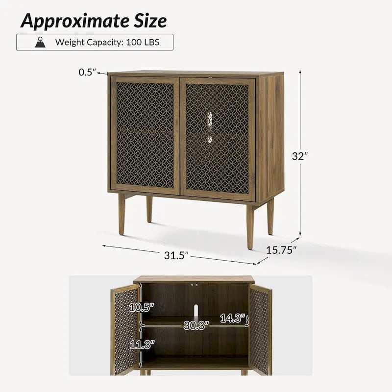 Modern 32" Tall 2-Door Accent Cabinet with Light