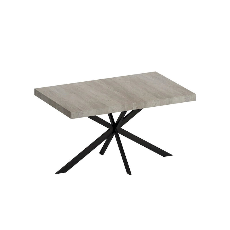 Table à manger extensible rectangulaire rétro avec boîte de rangement