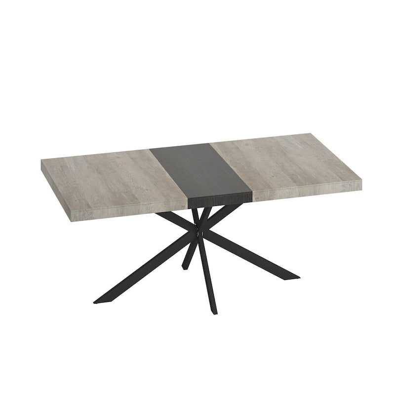 Table à manger extensible rectangulaire rétro avec boîte de rangement