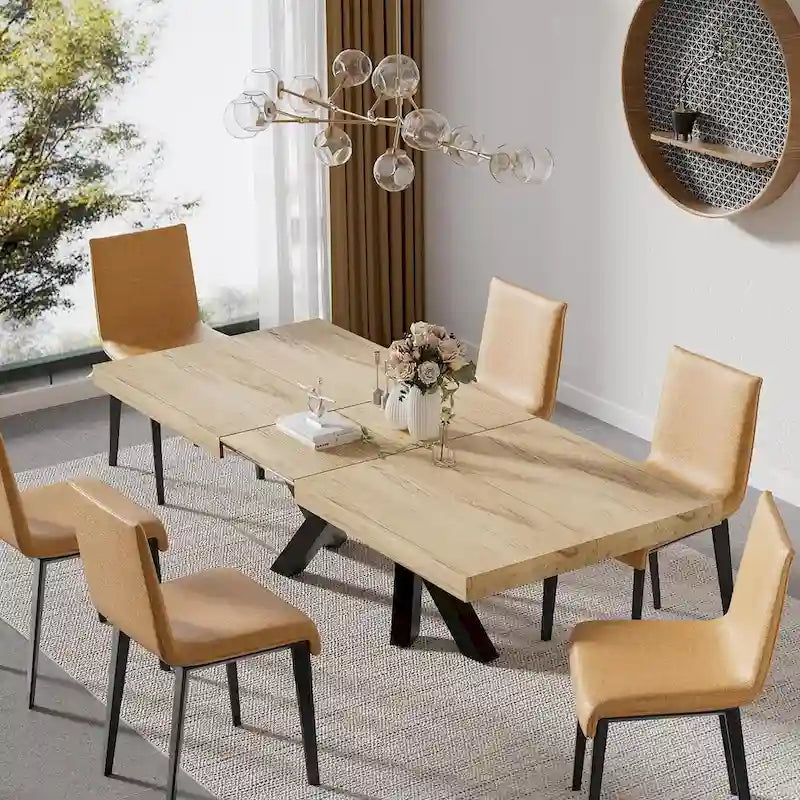 Table de salle à manger extensible de 160-200 cm pour 6 à 8 personnes, table de cuisine moderne