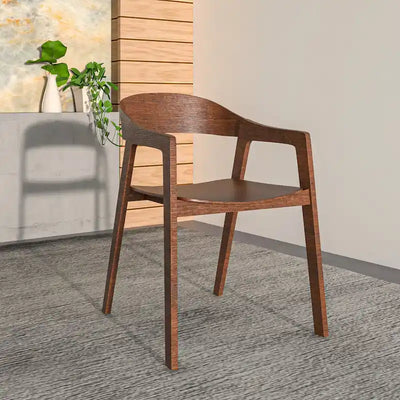 Rivo Modern Accent Dining Chairs with Arms in Oak Wood for Dining Room, Living Room and Kitchen
