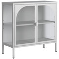 Metal Sideboard Cabinet,Accent Storage Cabinet with 2 Glass doors,Coffee Bar Cabinet with Adjustable Shelves 200 lbs Capacity