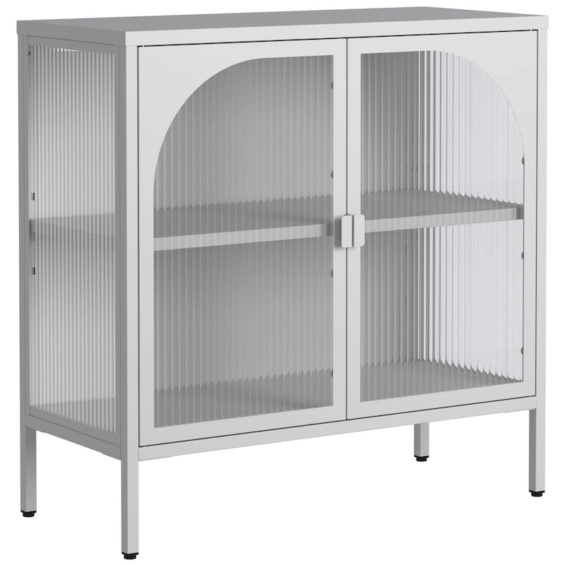 Metal Sideboard Cabinet,Accent Storage Cabinet with 2 Glass doors,Coffee Bar Cabinet with Adjustable Shelves 200 lbs Capacity