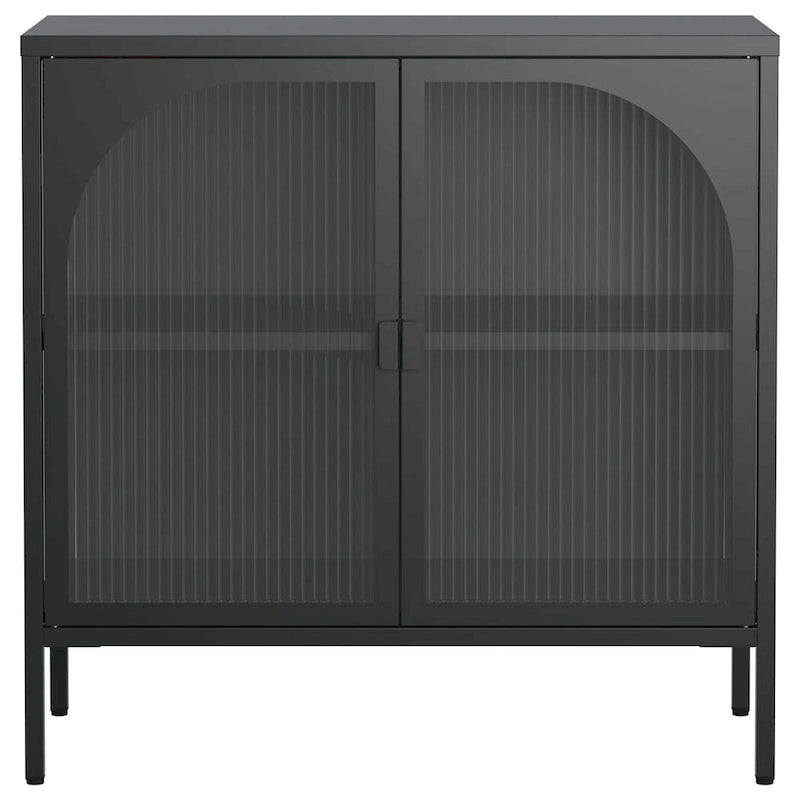 Metal Sideboard Cabinet,Accent Storage Cabinet with 2 Glass doors,Coffee Bar Cabinet with Adjustable Shelves 200 lbs Capacity