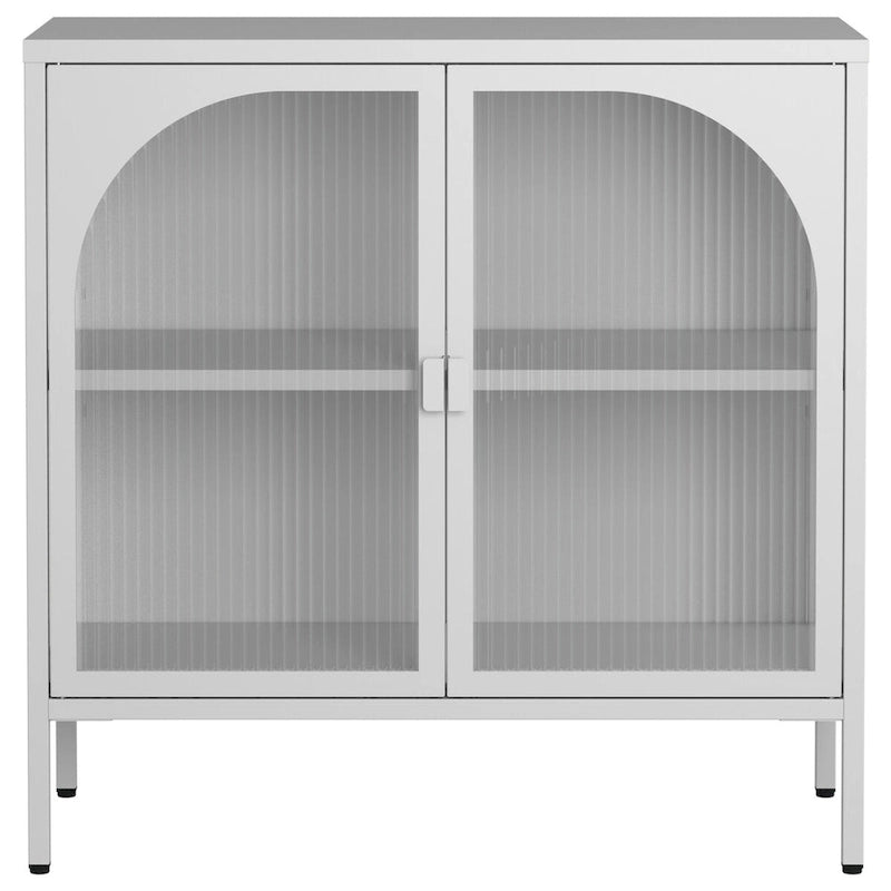 Metal Sideboard Cabinet,Accent Storage Cabinet with 2 Glass doors,Coffee Bar Cabinet with Adjustable Shelves 200 lbs Capacity