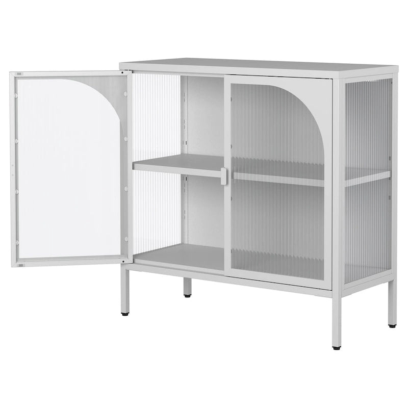 Metal Sideboard Cabinet,Accent Storage Cabinet with 2 Glass doors,Coffee Bar Cabinet with Adjustable Shelves 200 lbs Capacity