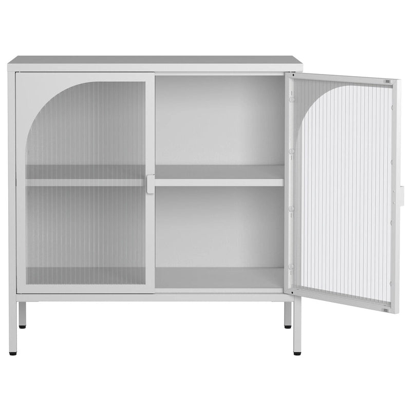 Metal Sideboard Cabinet,Accent Storage Cabinet with 2 Glass doors,Coffee Bar Cabinet with Adjustable Shelves 200 lbs Capacity