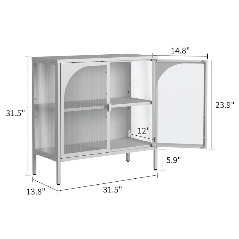 Metal Sideboard Cabinet,Accent Storage Cabinet with 2 Glass doors,Coffee Bar Cabinet with Adjustable Shelves 200 lbs Capacity