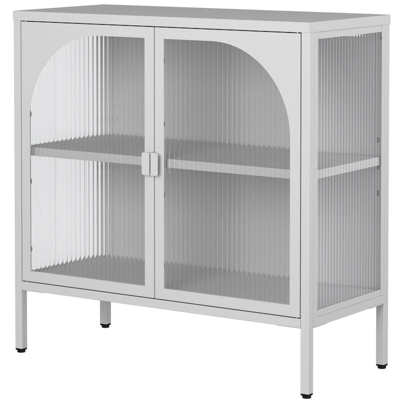 Metal Sideboard Cabinet,Accent Storage Cabinet with 2 Glass doors,Coffee Bar Cabinet with Adjustable Shelves 200 lbs Capacity