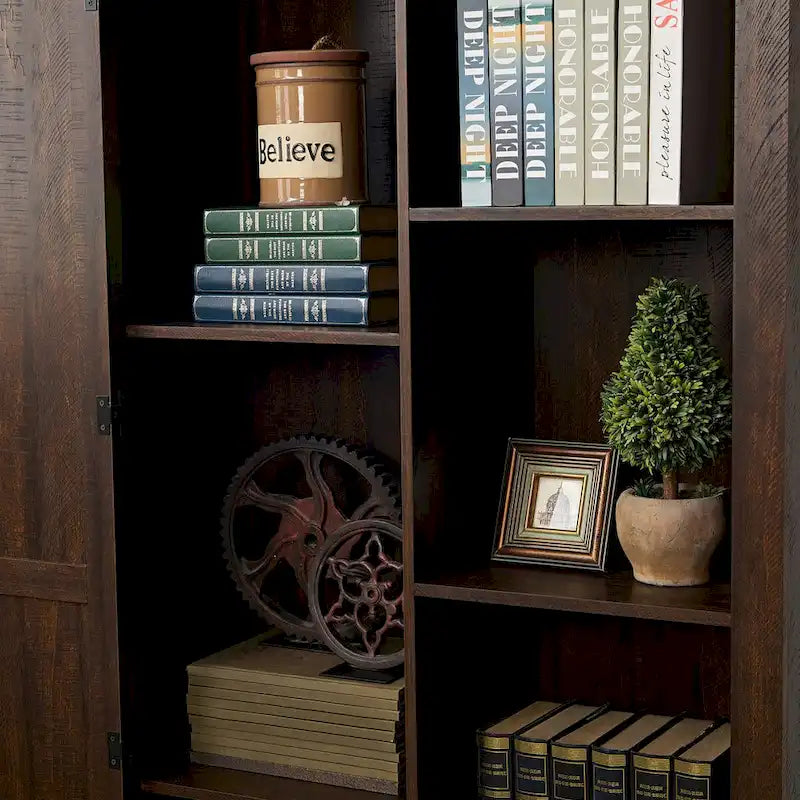 Storage Cabinet Barn Door Country Wood Rustic Pantry Cupboard Sliding Organizer Furniture Home Drawer Shelves