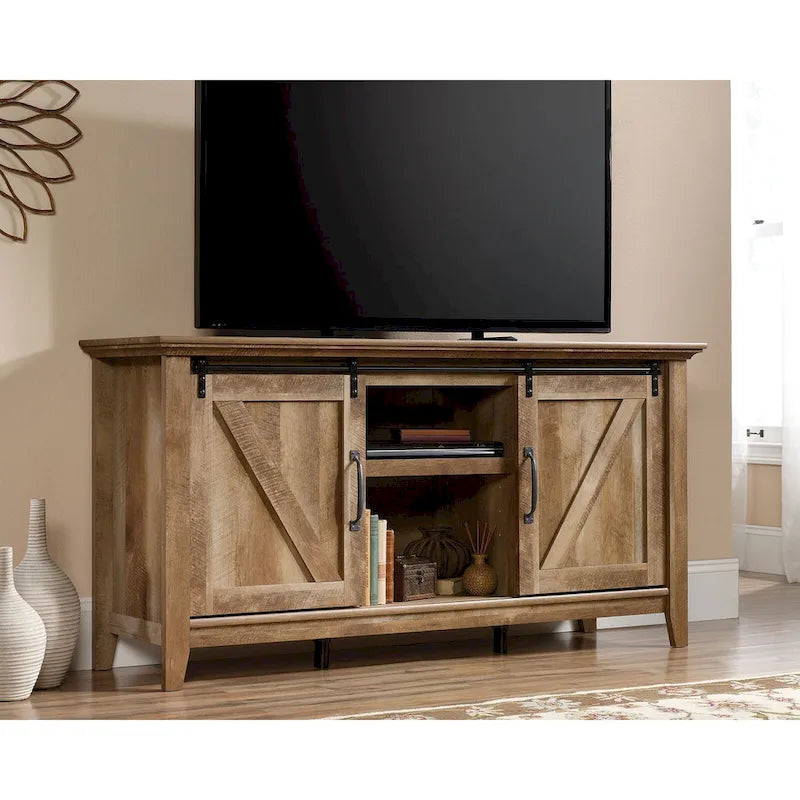 Craftsman Oak Sliding Barn Door TV Credenza