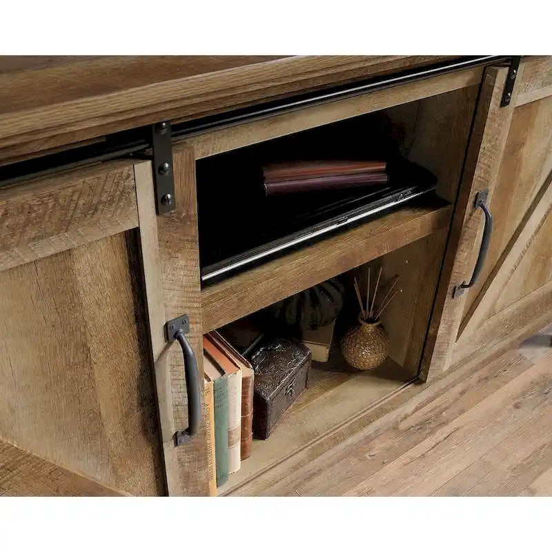 Craftsman Oak Sliding Barn Door TV Credenza
