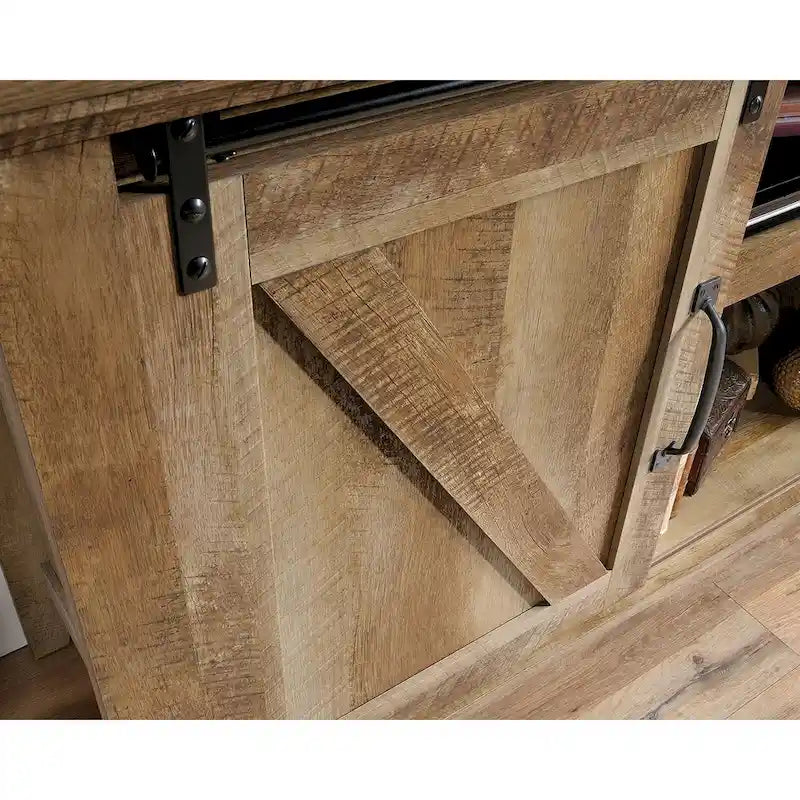 Craftsman Oak Sliding Barn Door TV Credenza