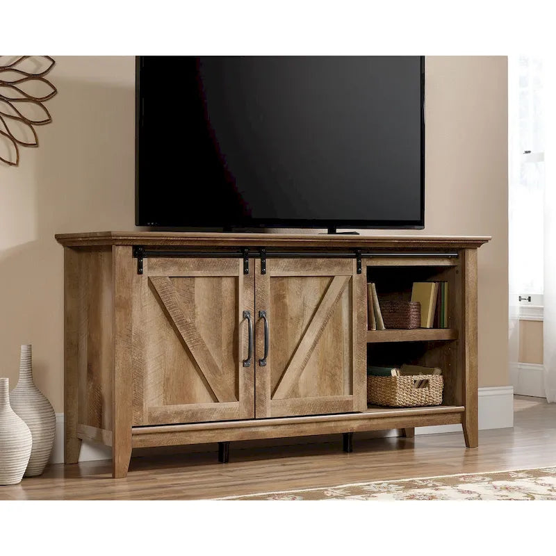 Craftsman Oak Sliding Barn Door TV Credenza