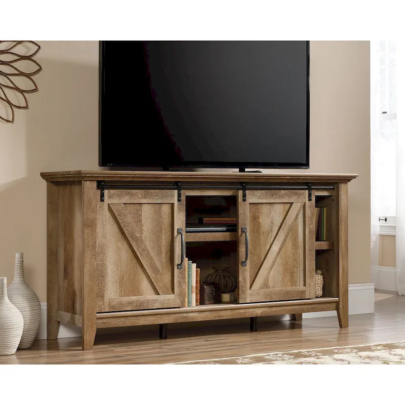 Craftsman Oak Sliding Barn Door TV Credenza