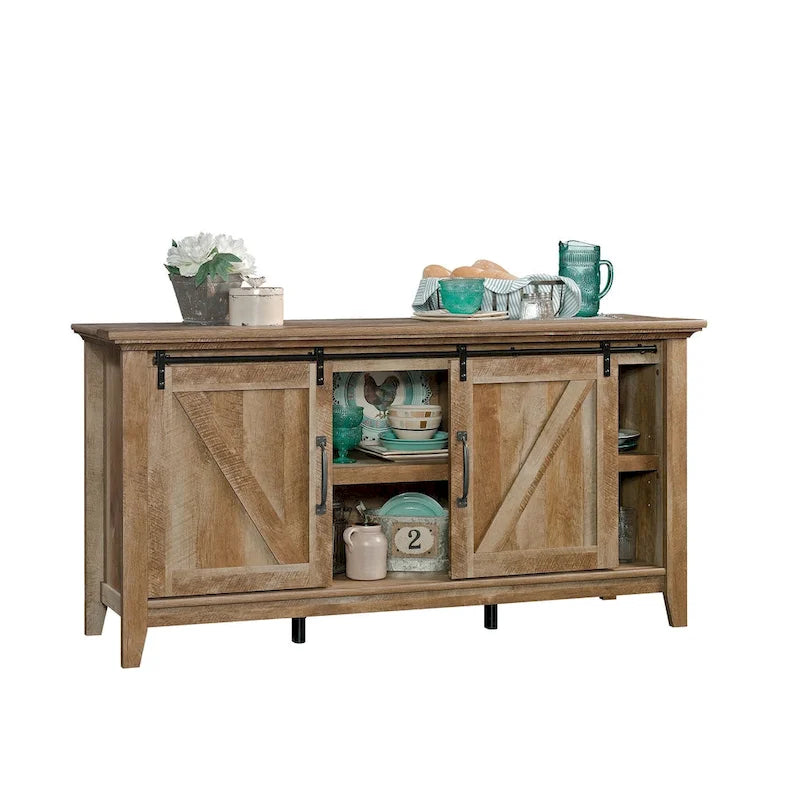 Craftsman Oak Sliding Barn Door TV Credenza