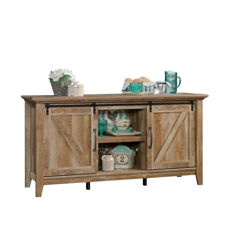Craftsman Oak Sliding Barn Door TV Credenza