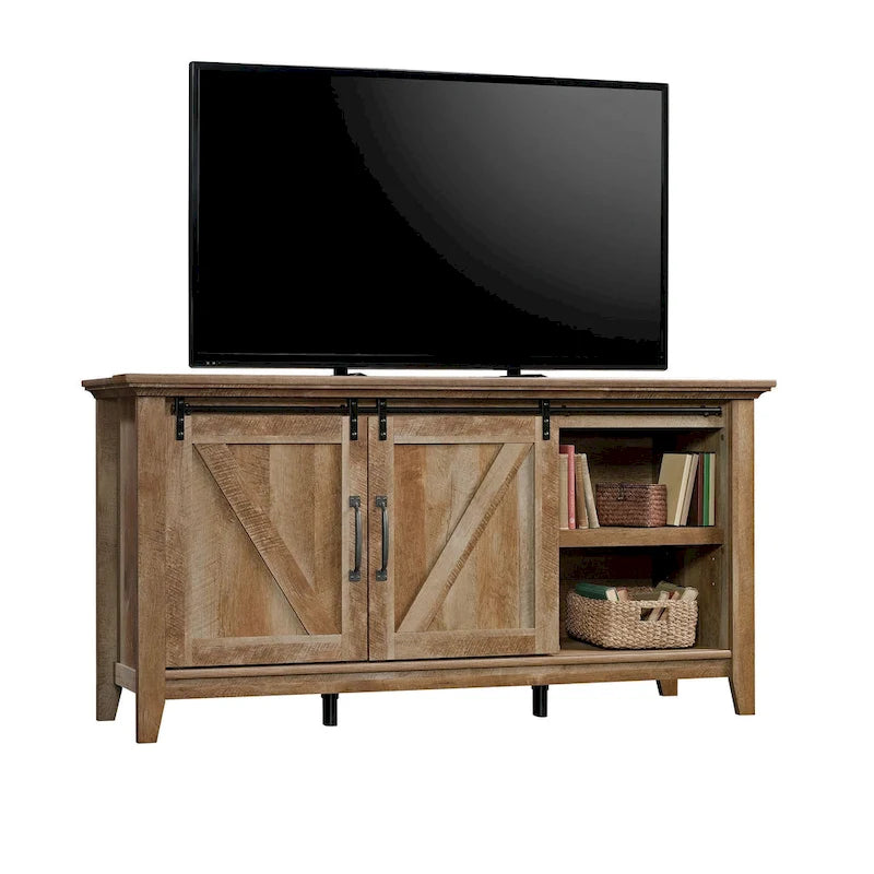 Craftsman Oak Sliding Barn Door TV Credenza