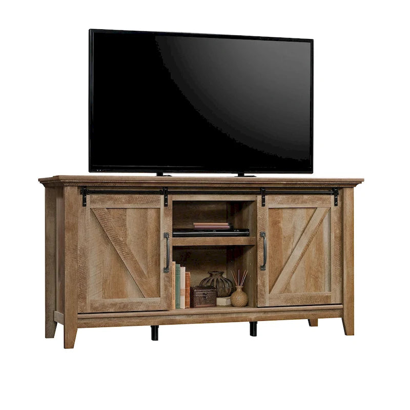 Craftsman Oak Sliding Barn Door TV Credenza