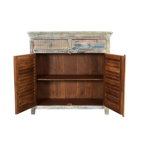 2-Drawer 2-Door Shutter Sideboard, Vintage White