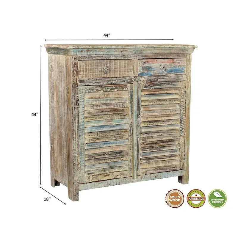 2-Drawer 2-Door Shutter Sideboard, Vintage White