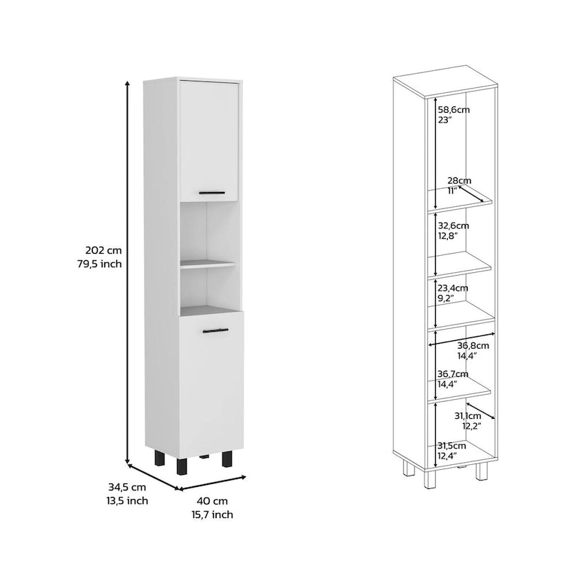 Pantry Cabinet with Three Interior Shelves, White Finish, High Quality and Durable
