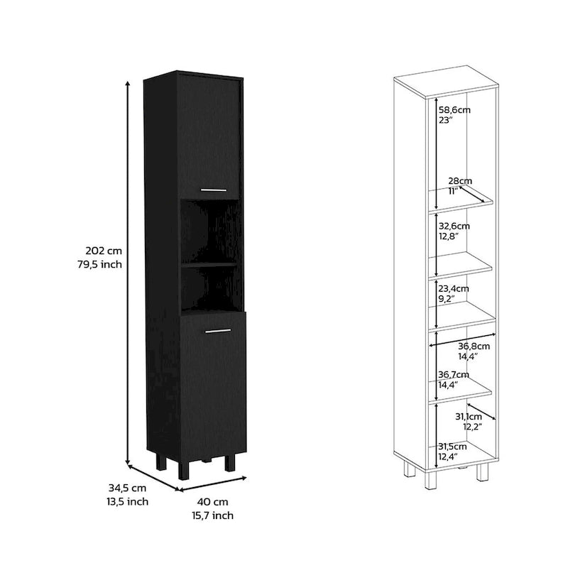 Pantry Cabinet with Three Interior Shelves, White Finish, High Quality and Durable
