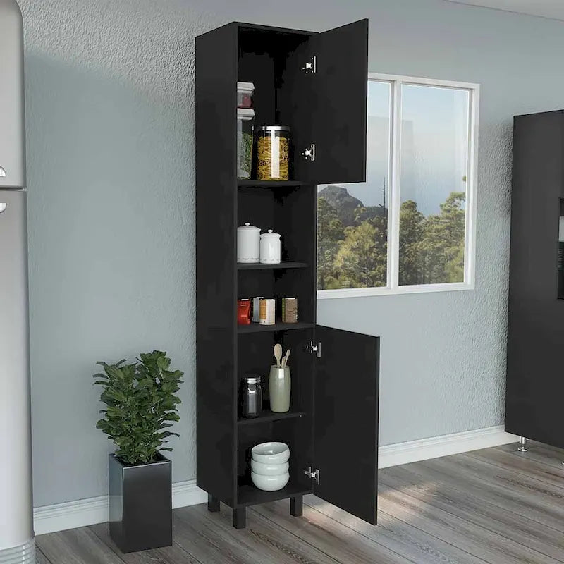Pantry Cabinet with Three Interior Shelves, White Finish, High Quality and Durable