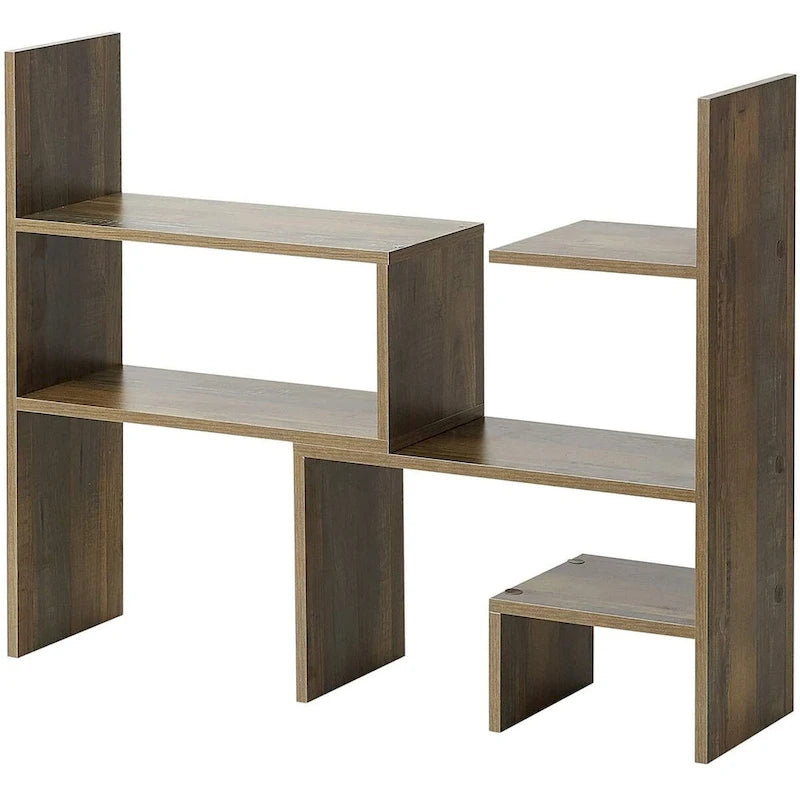 Compact Adjustable Dorm Desk Bookshelf - Rustic
