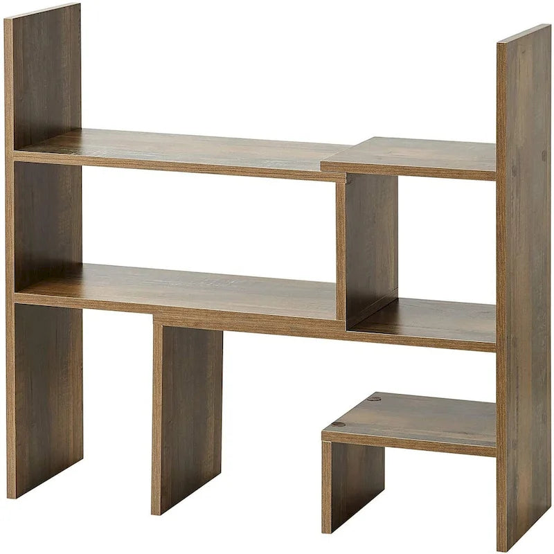 Compact Adjustable Dorm Desk Bookshelf - Rustic