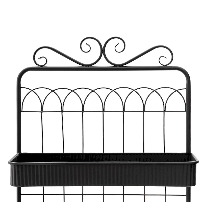 68" 3-Tier Black Metal Plant Stand Kitchen Shelf Multifunctional Storage Rack for Indoor Outdoor