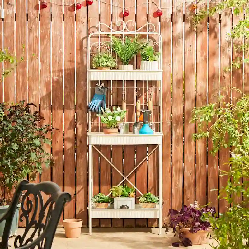 68" 3-Tier Black Metal Plant Stand Kitchen Shelf Multifunctional Storage Rack for Indoor Outdoor