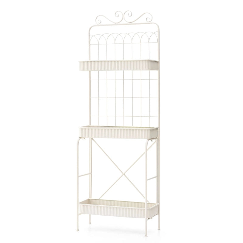 68" 3-Tier Black Metal Plant Stand Kitchen Shelf Multifunctional Storage Rack for Indoor Outdoor