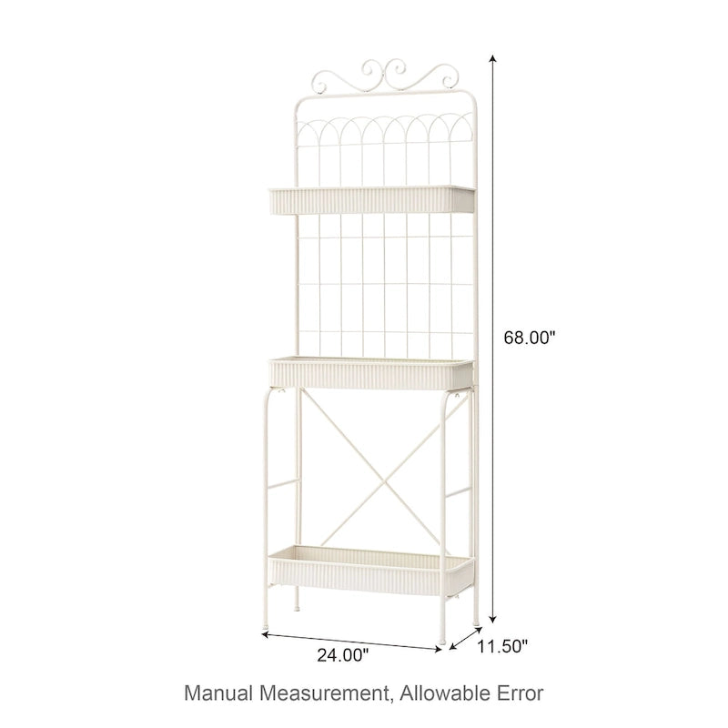 68" 3-Tier Black Metal Plant Stand Kitchen Shelf Multifunctional Storage Rack for Indoor Outdoor