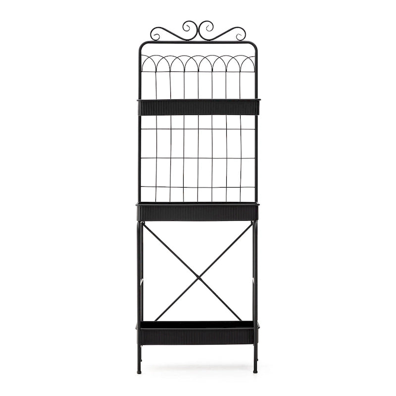 68" 3-Tier Black Metal Plant Stand Kitchen Shelf Multifunctional Storage Rack for Indoor Outdoor