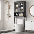 Over The Toilet Storage Cabinet with Tempered Glass Doors - 9.4D x 23.6W x 66.5H