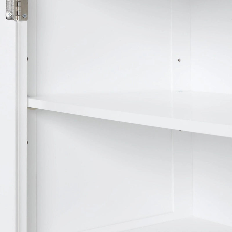 68 Tall Wood 1-door Bathroom Cabinet in White with Drawers and Adjustable Shelf
